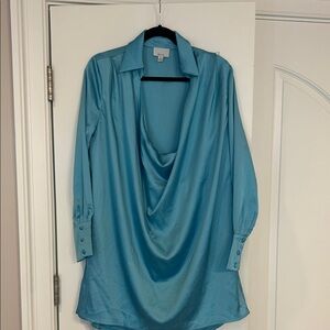 Blue Satin Cowl Neck Dress 🐣🪺🌷